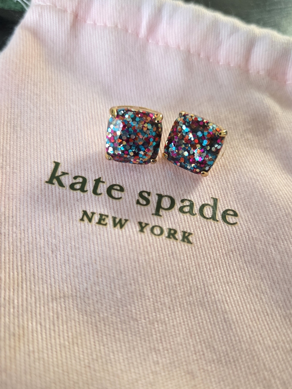 Kate Spade Confetti Glitter Square Stud Earrings